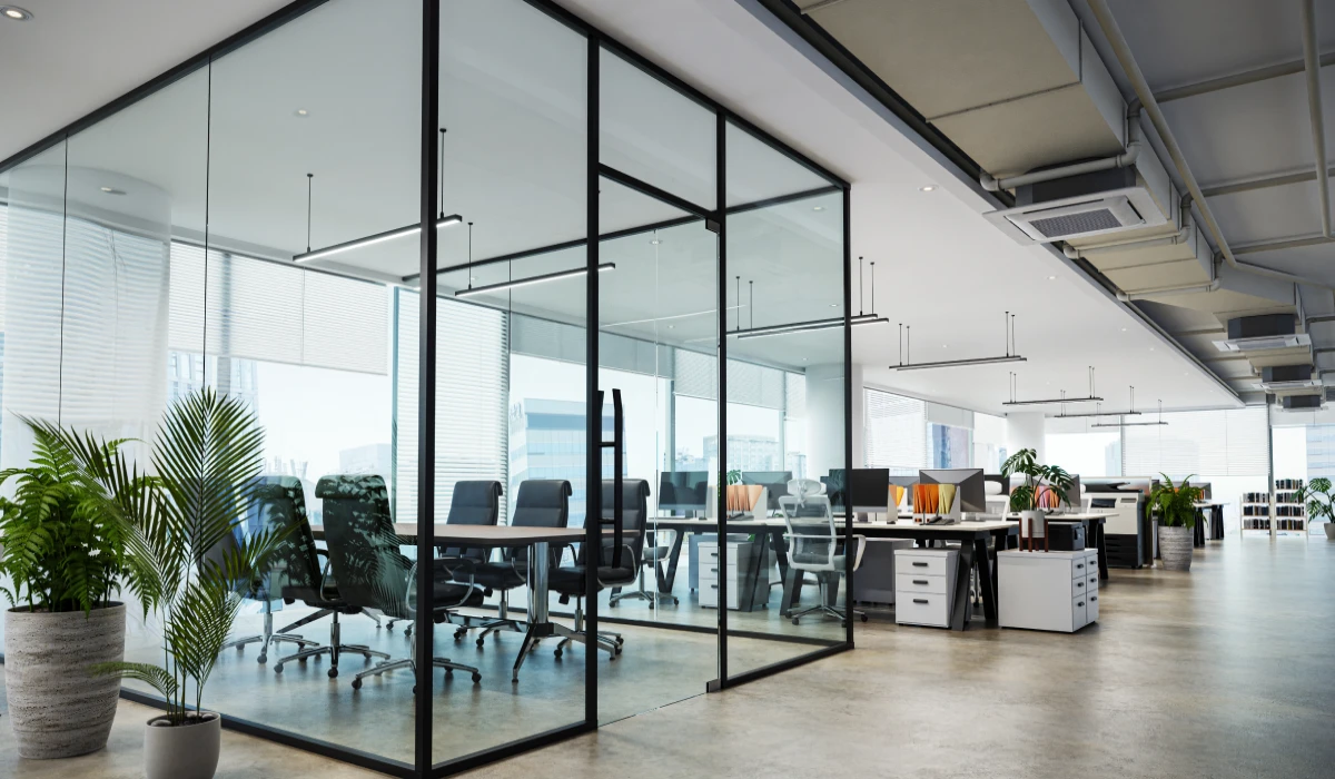 Flexible office space that changes based on work needs easily