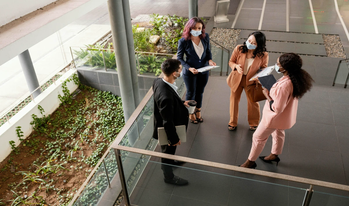 Corporate office circulation design encouraging natural employee movement