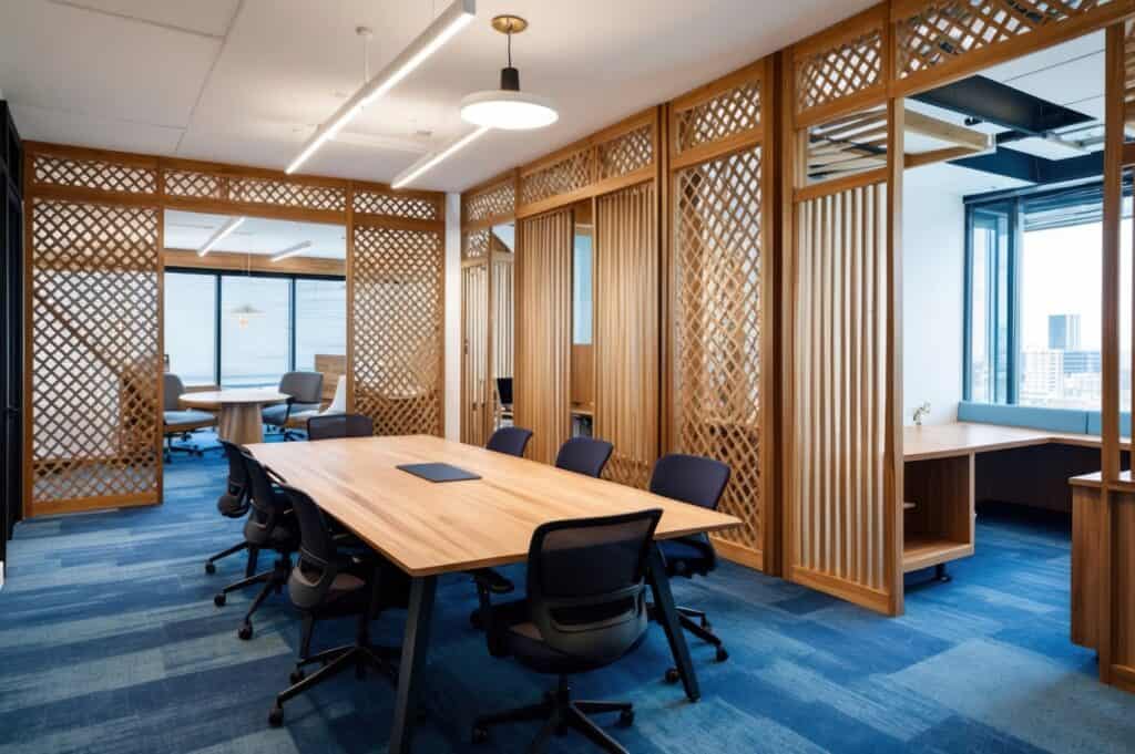 Modern office with wooden partitions