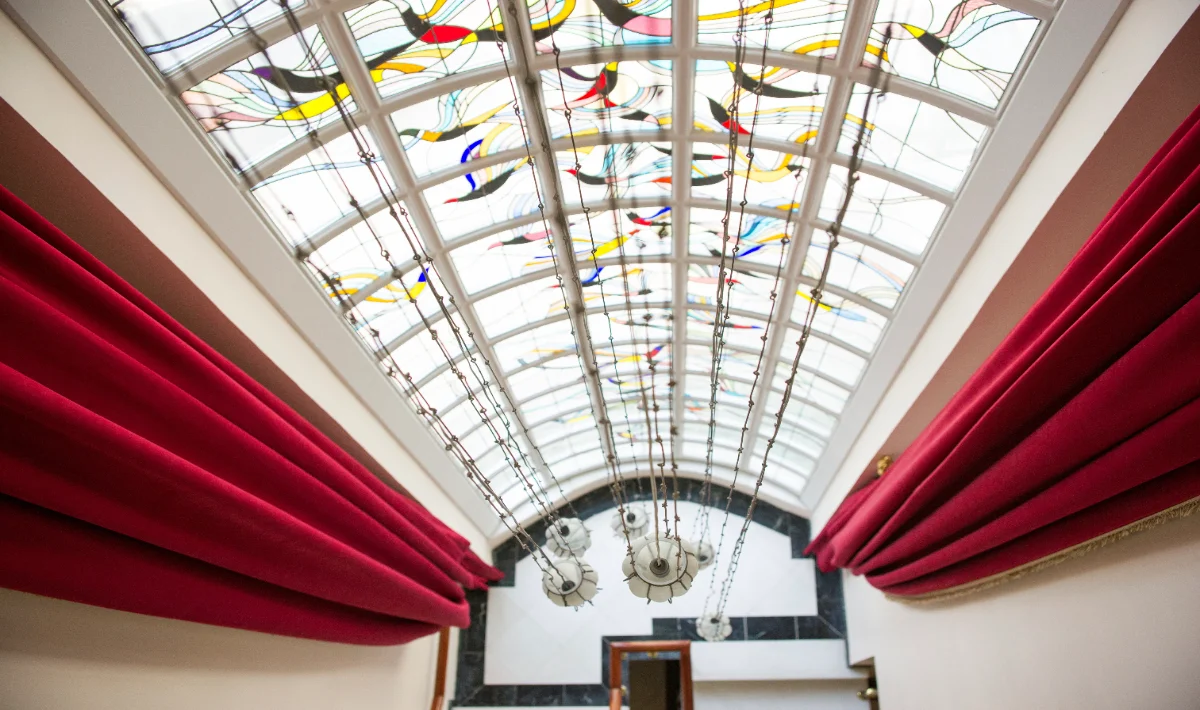 Fabric ceiling panels for improved acoustics and enhanced aesthetics.