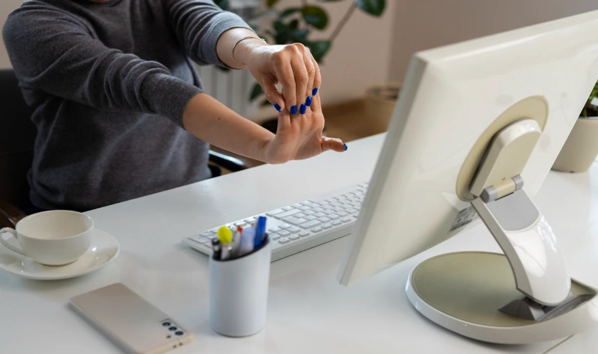 Clean mouse pad matching the desk theme for a simple tidy office look