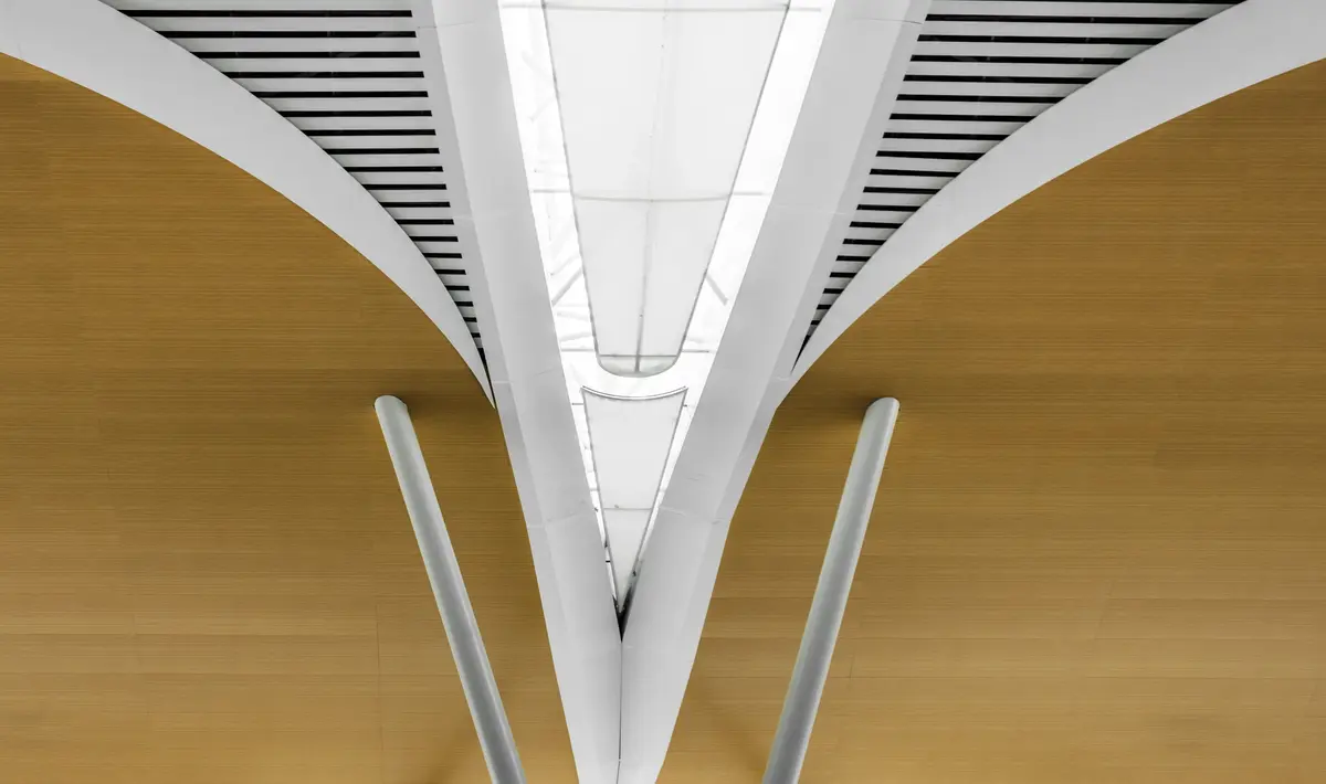 Floating false ceiling design for depth and layered visual effects.