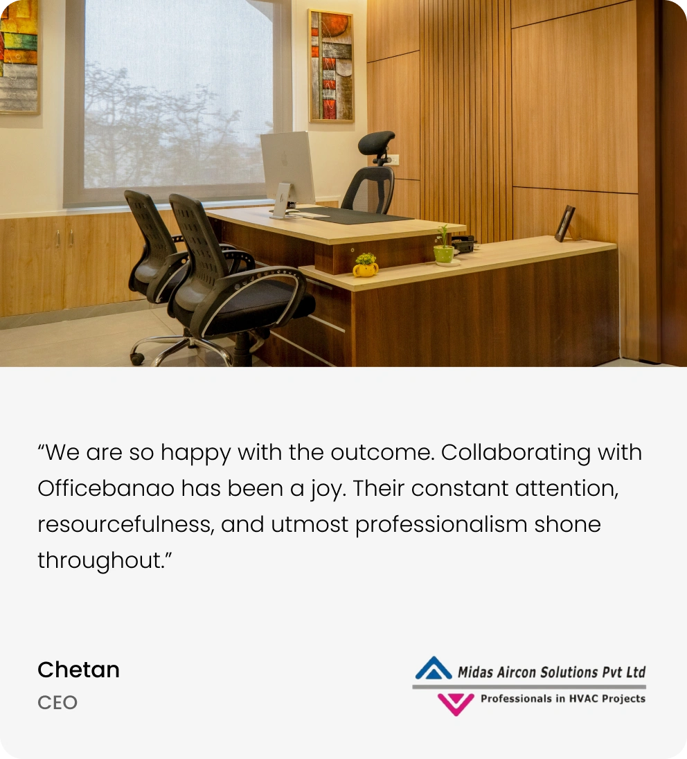 Chetas review for office interior design services by Officebanao