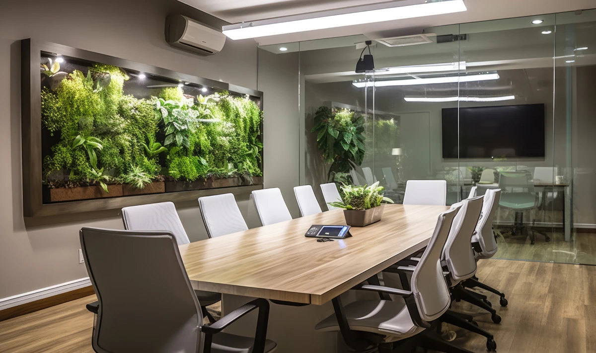 Biophilic design elements integrated into commercial interiors