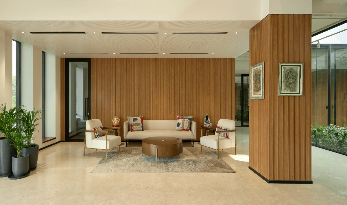 Sustainable office interior designed using eco-friendly materials