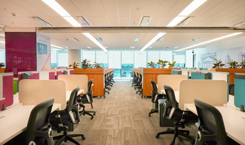 Modern office design with open floor plan