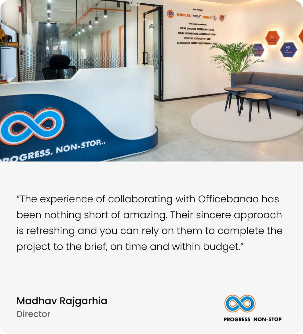 Madhav review for corporate office space interior design by Officebanao