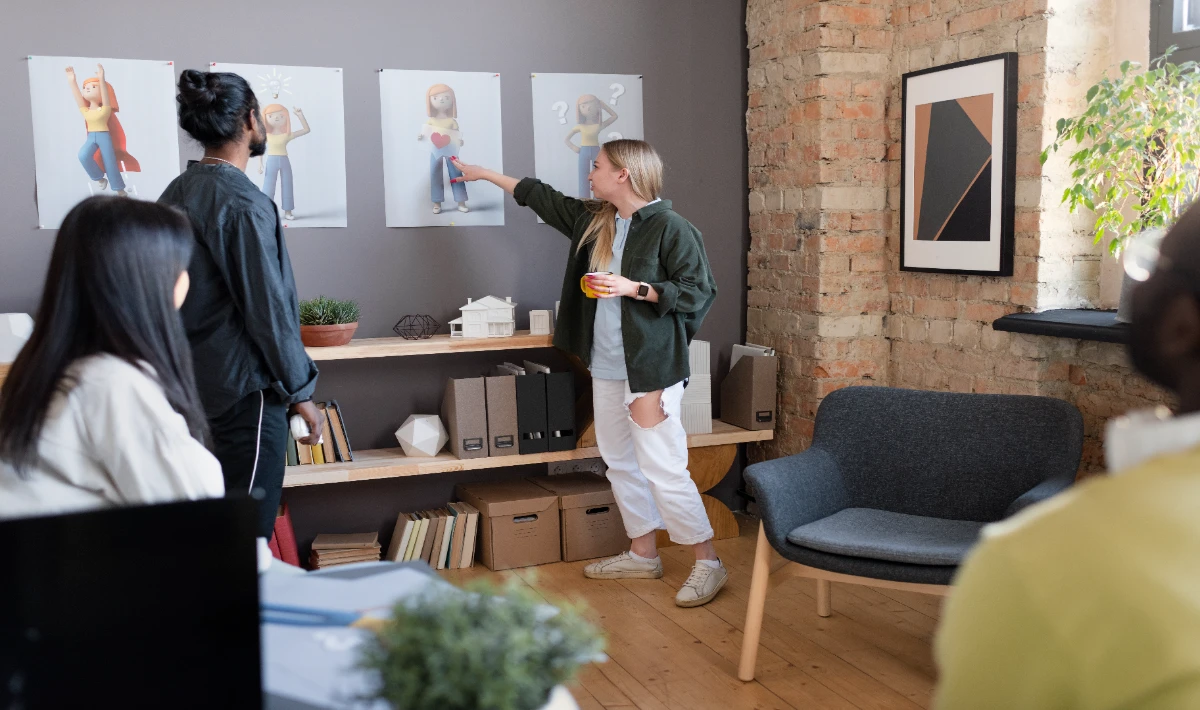 CEO office displaying curated artwork that reflects leaders style