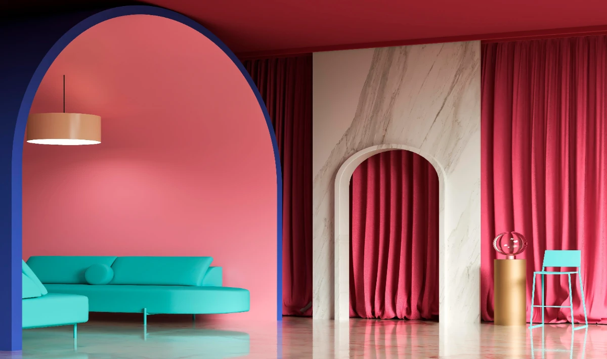 Colour gradient office ceiling design.
