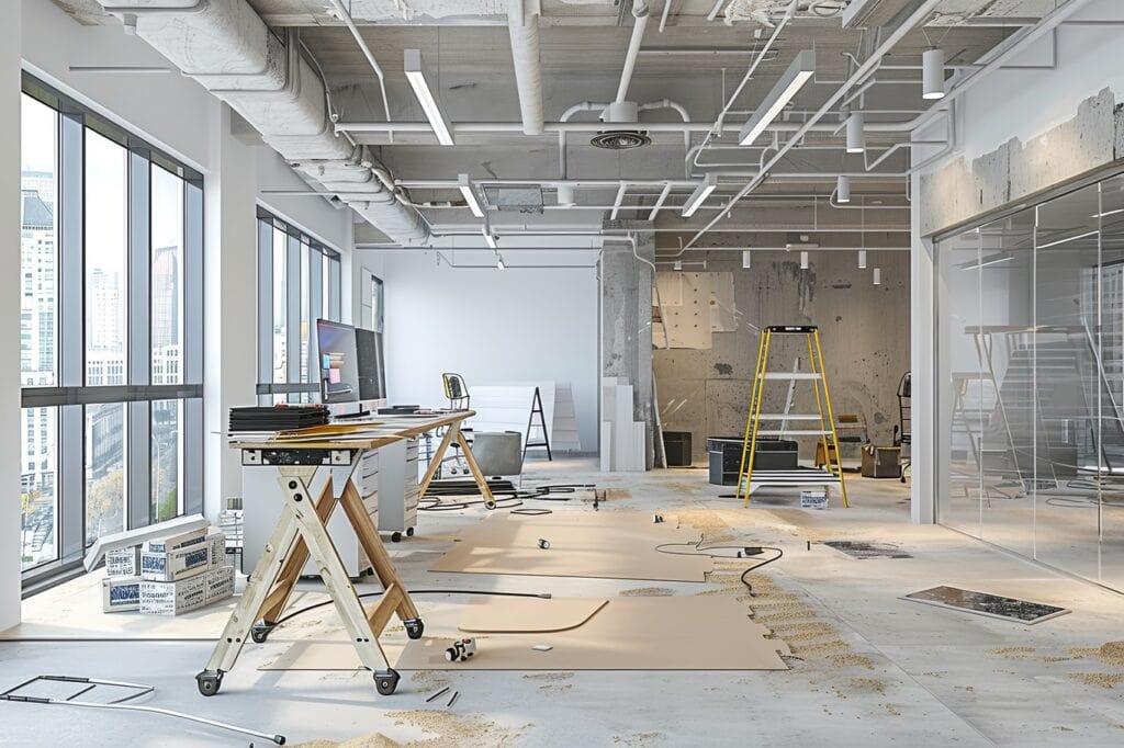 modern office space under construction