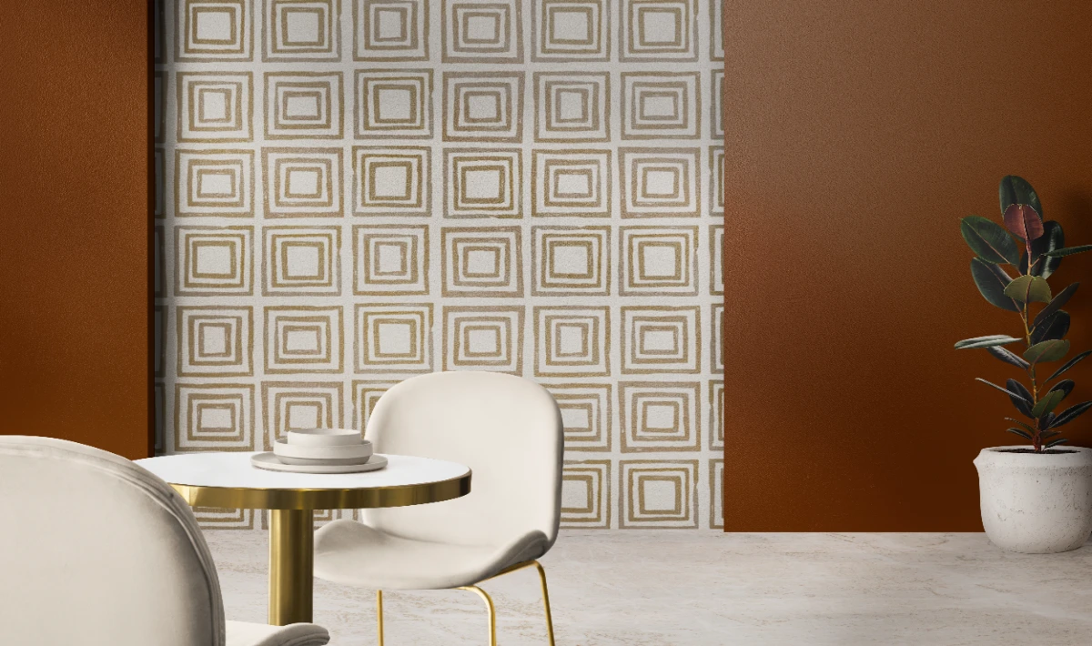 Patterned accent wall tiles used to highlight office feature walls