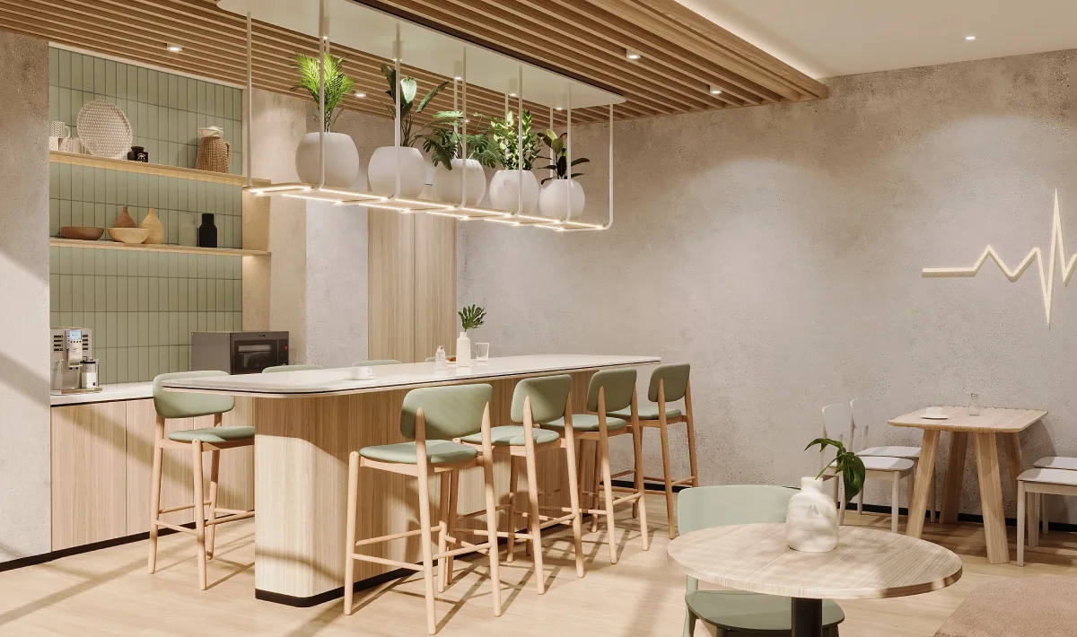 Office interior lighting design reducing glare at the workplace