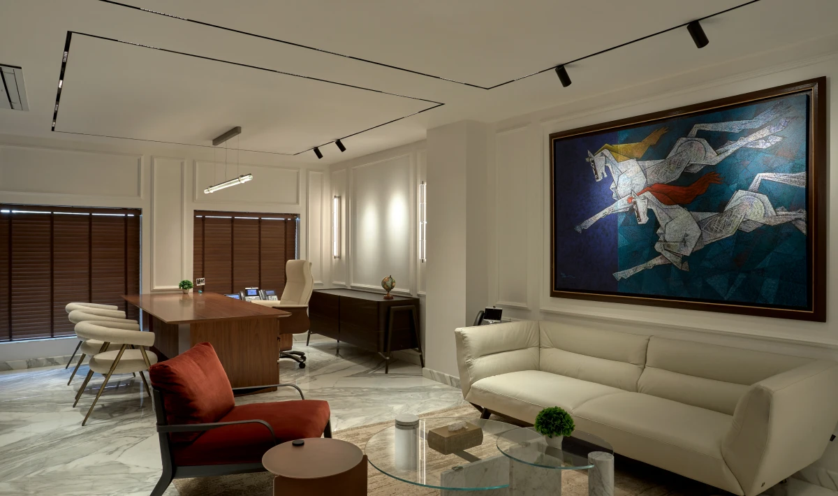 Luxury corporate office interior with premium finishes for offices