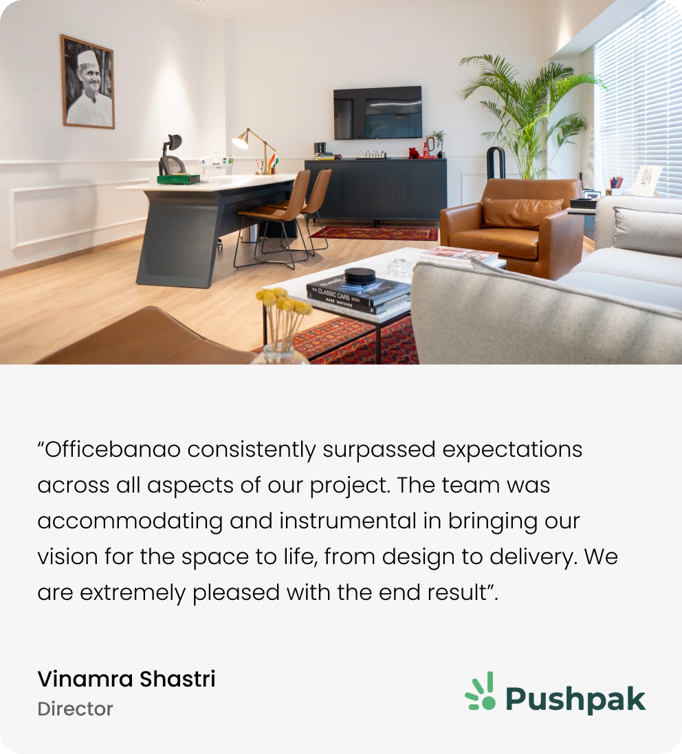 Vinamra review for corporate office interior design services by Officebanao