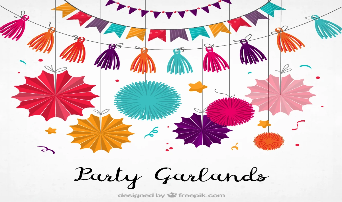 Shimmering glitter paper garlands adding sparkle to office walls