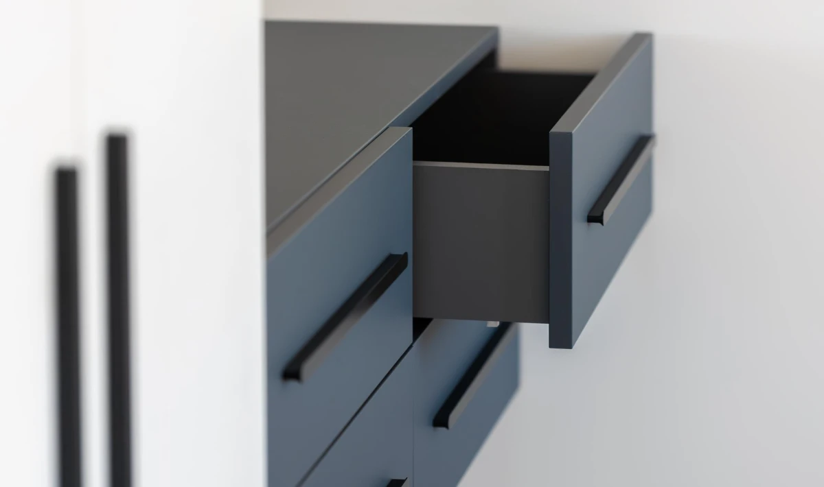 Drawer dividers arranged to keep office supplies sorted and organised