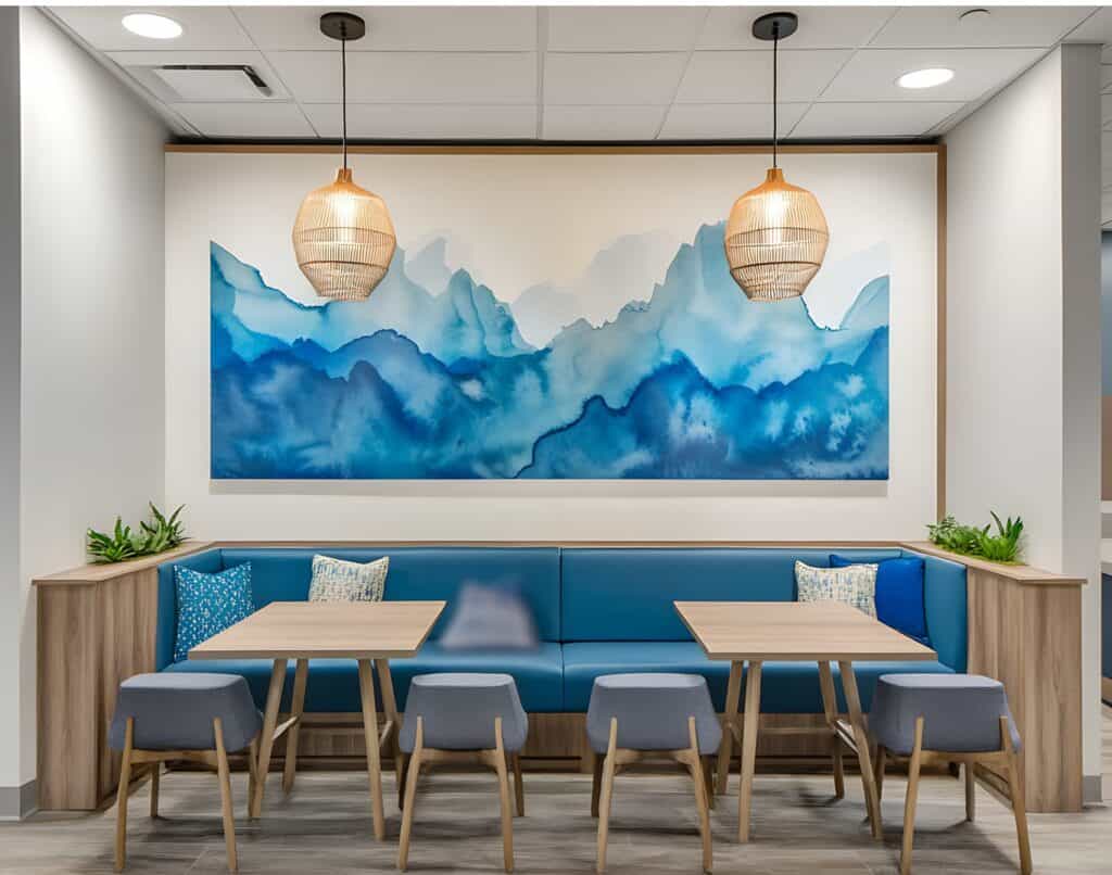 Modern office break room wall design idea