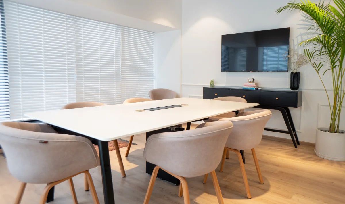 Office meeting room design with flexible seating arrangements