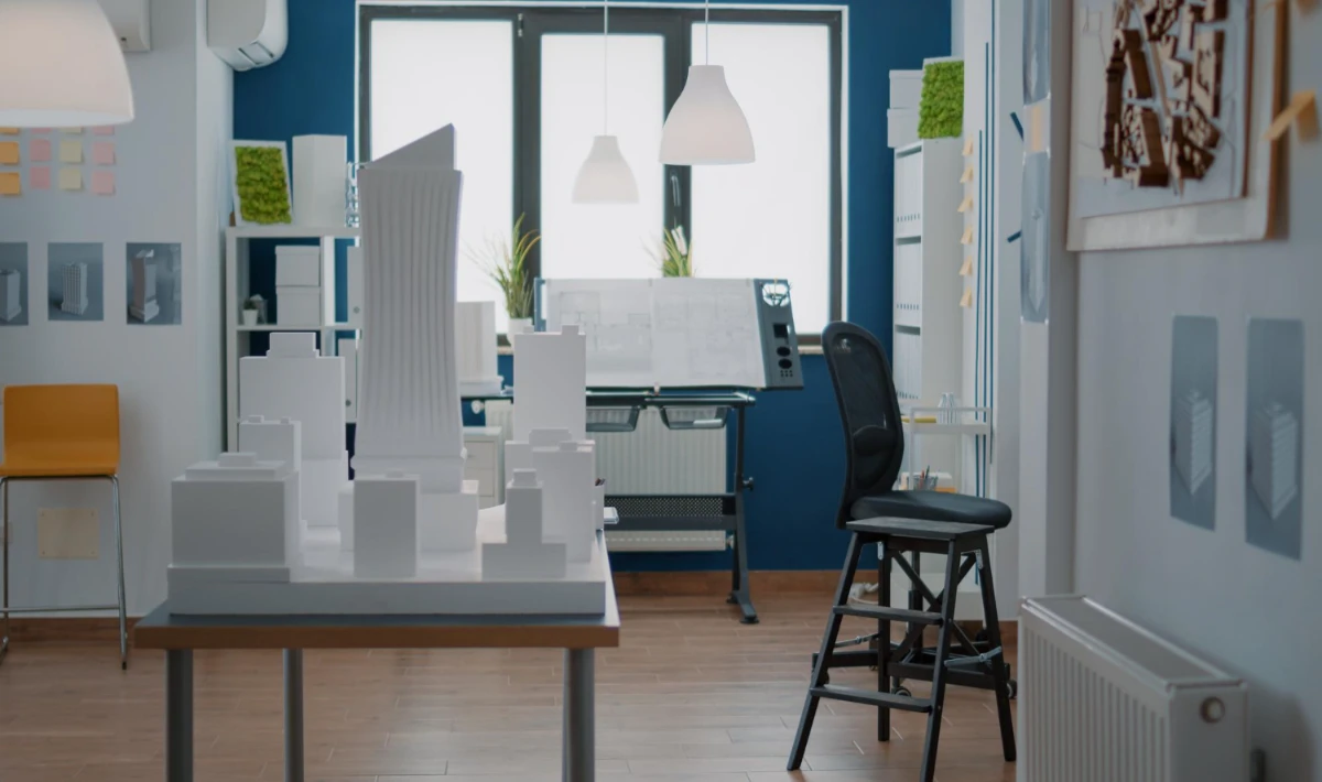 Real estate office layout designed for clear movement and easy use