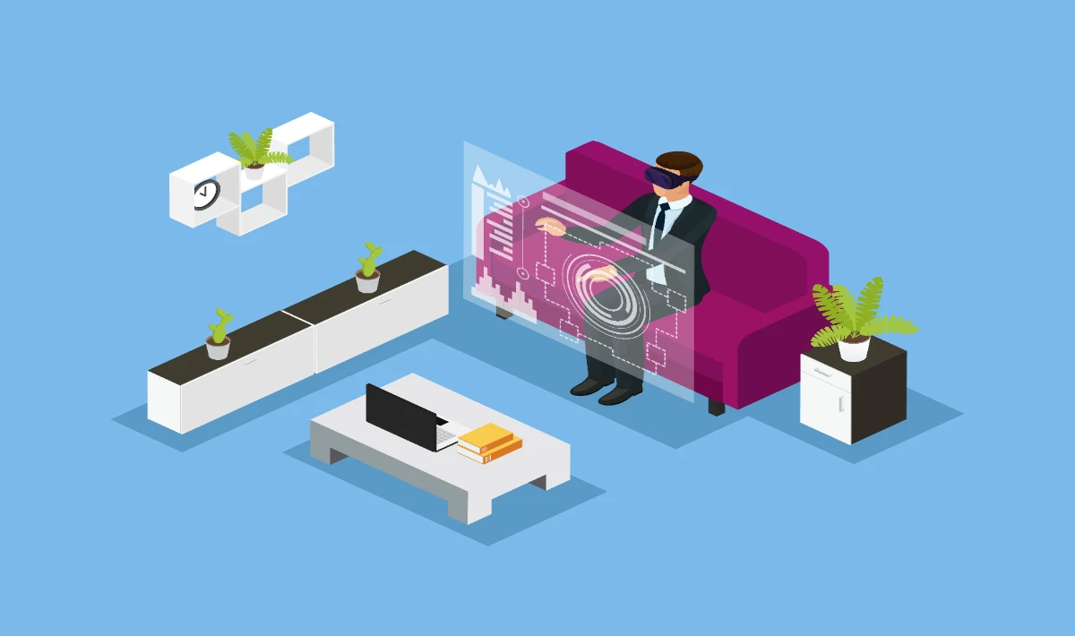 Office reception design used for creating modern holographic displays.