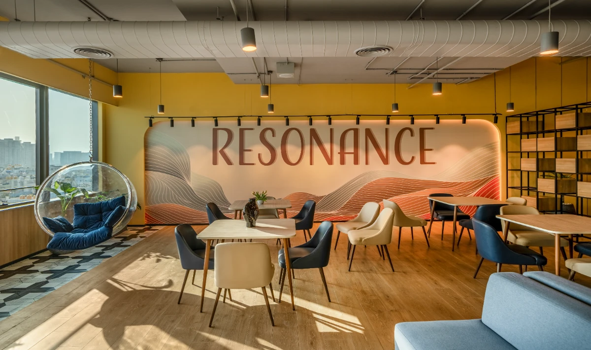 Minimalist office design with premium finishes and smart tech