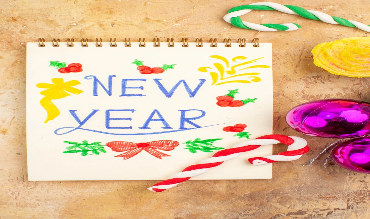 Fun New Year-themed photo props encouraging team bonding moments