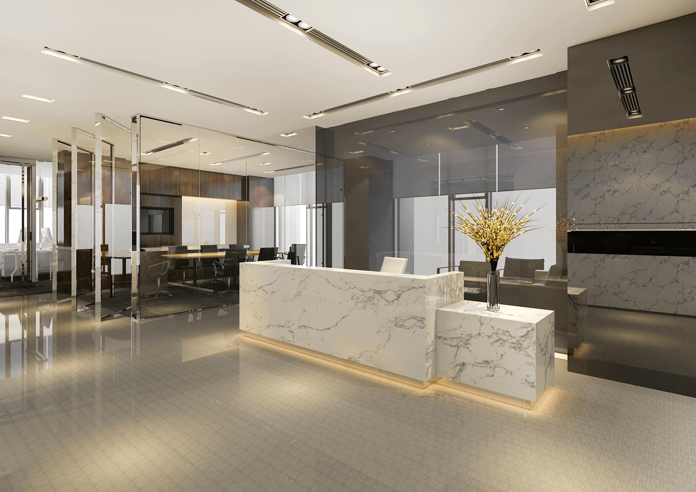 Unique Colours and Patterns for an Office Reception Design!