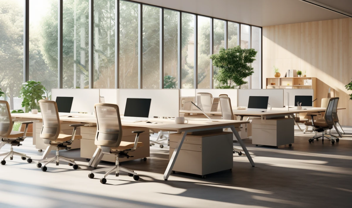 Office design reducing visual noise to improve focus