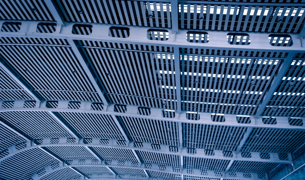 Industrial grid ceiling office ceiling design with exposed grids for an industrial look