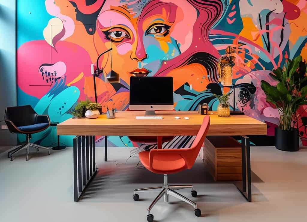 Graphic office wall design idea