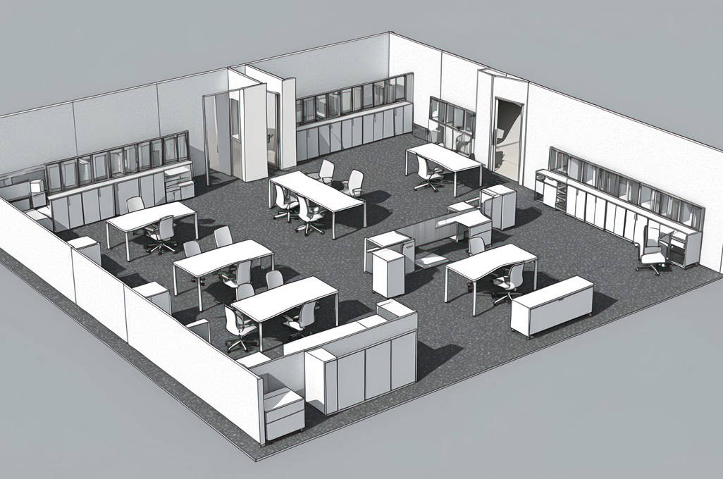 Modern open office space layout