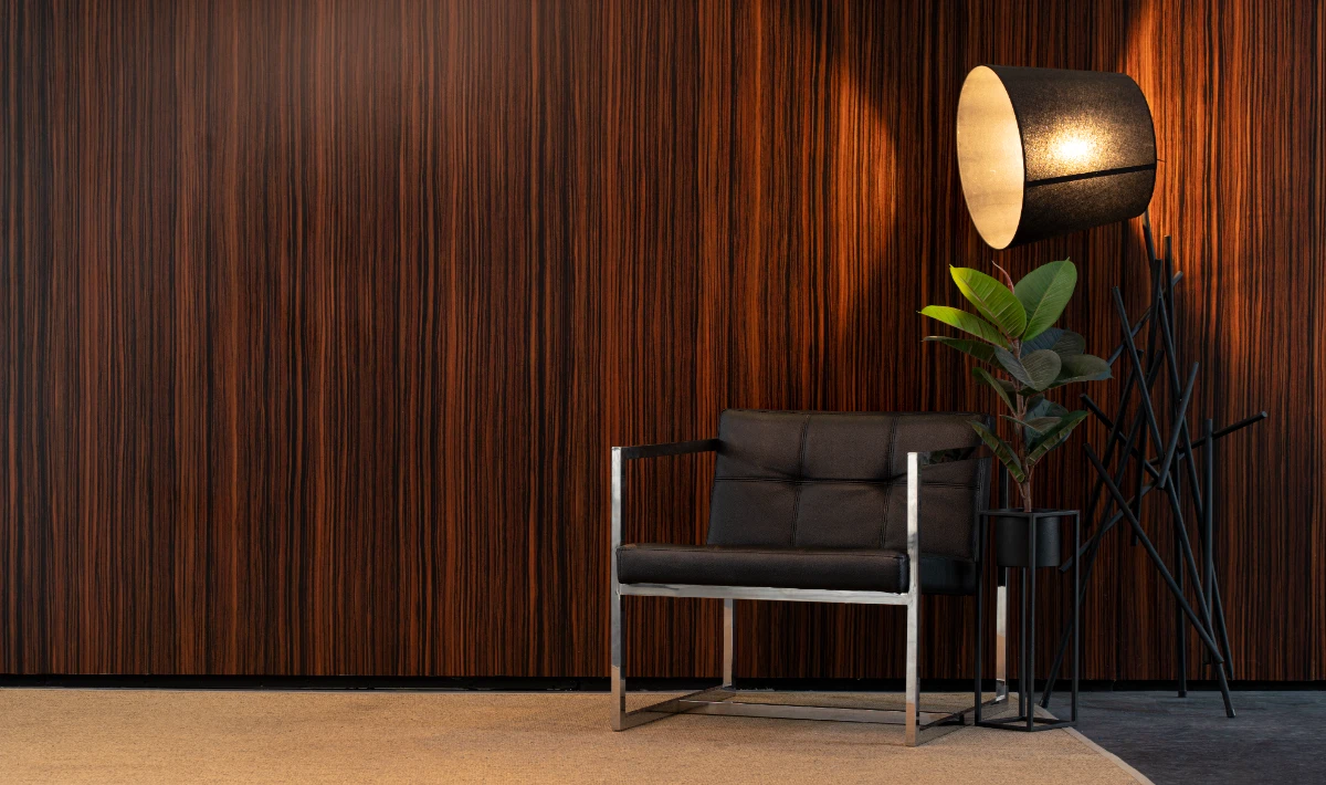 Office wooden wall design supporting subtle brand expression