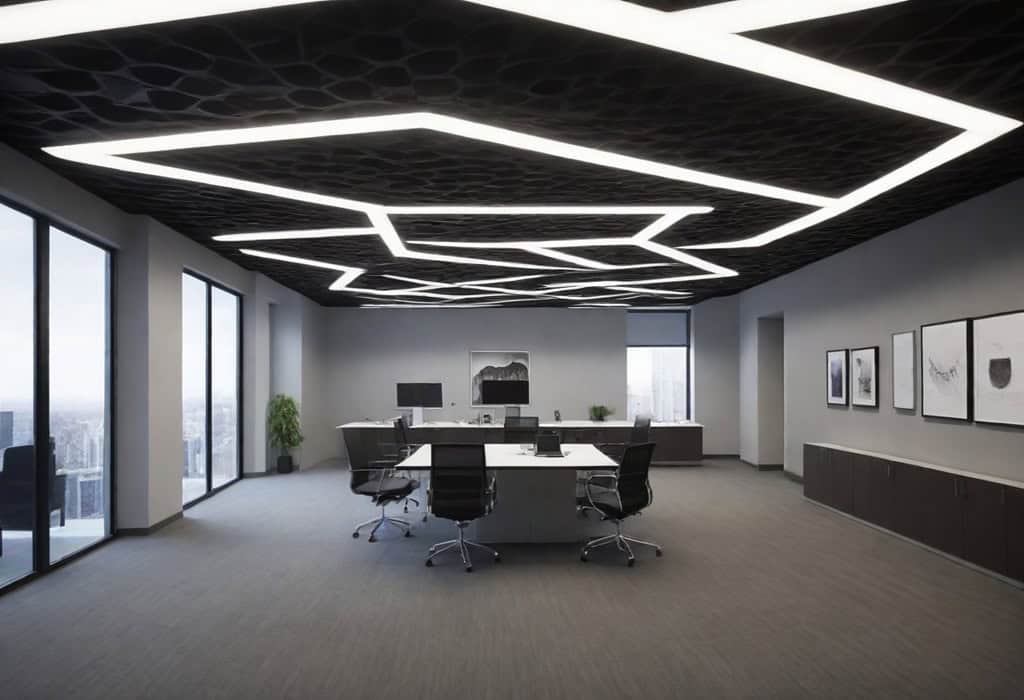 Gypsum false ceiling design improving lighting and comfort in offices
