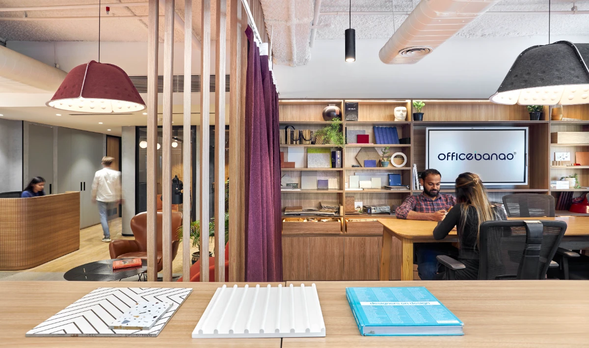 Minimal panel ceiling design creating a clean and uncluttered office look