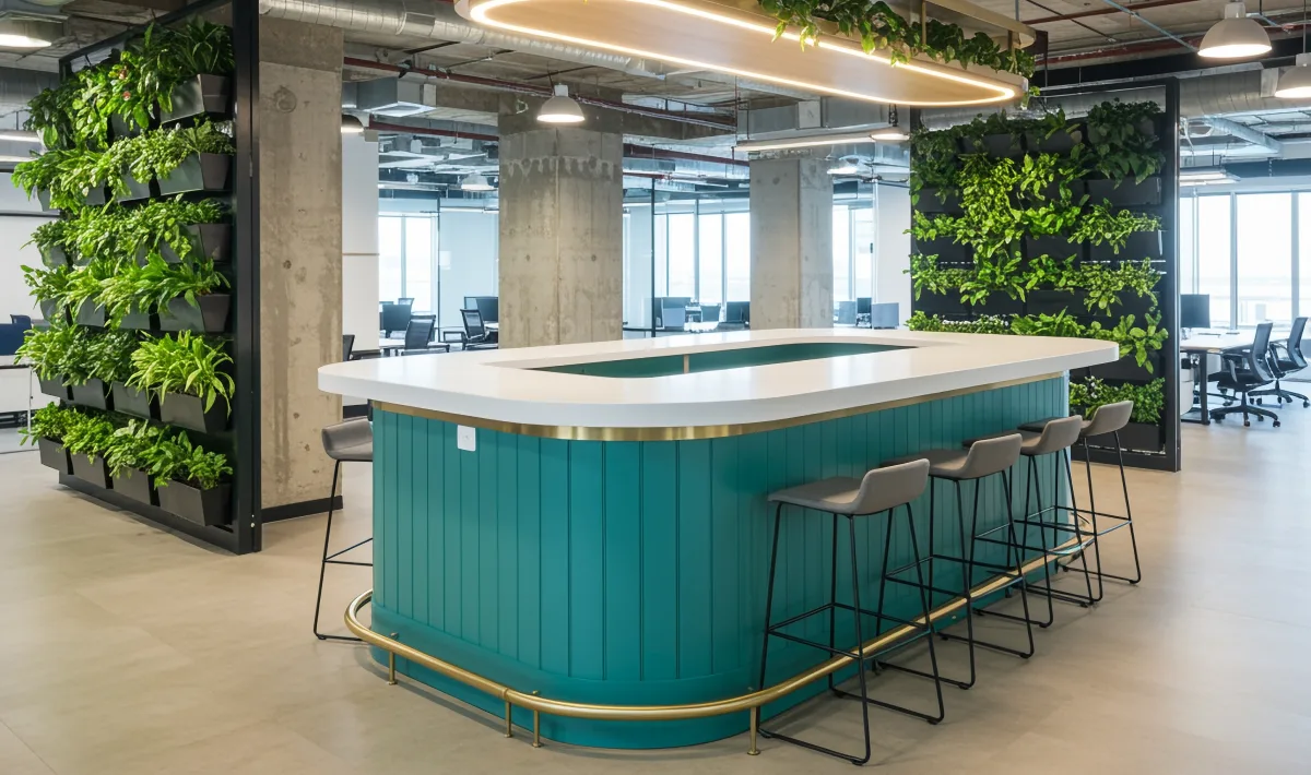 Office room wall design supporting calm and reduced distraction