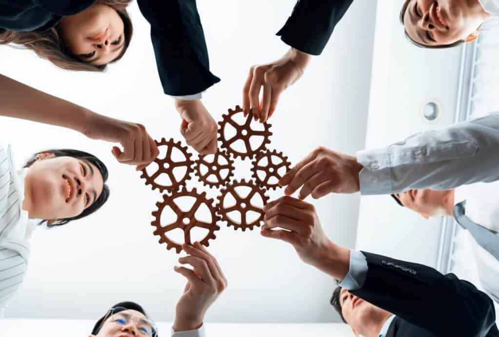 group people making harmony symbol