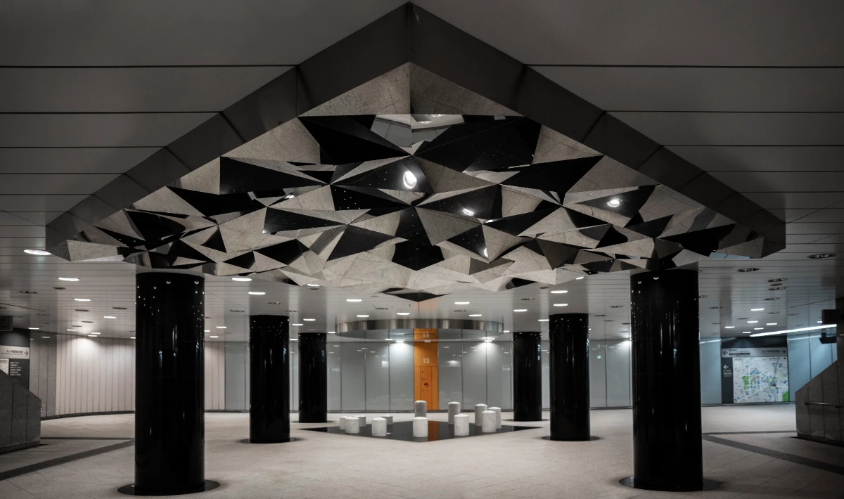 Industrial style gypsum ceiling design with exposed elements
