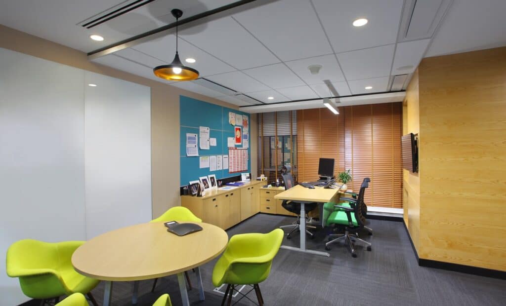 Modern office room interior with minimalist furniture