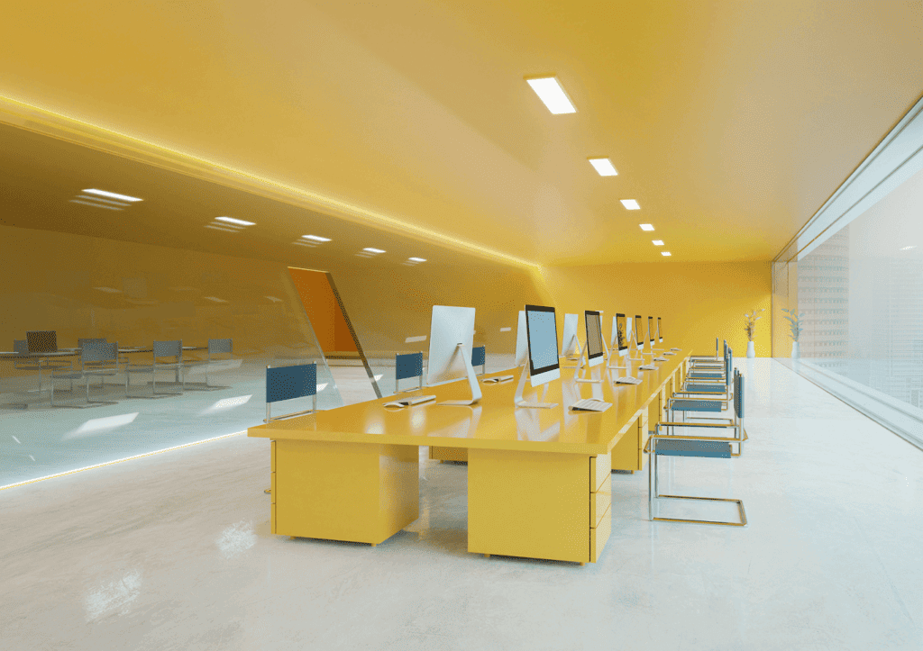 neon office room colour