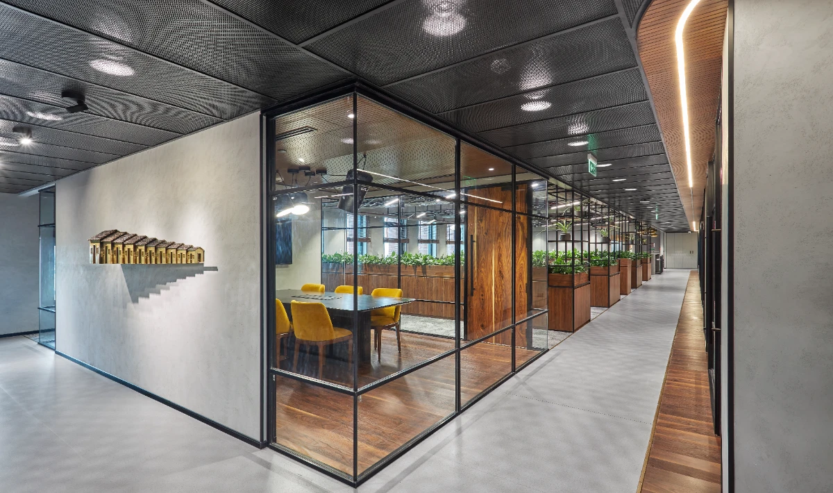 Smart office interior setup with automation and digital tools