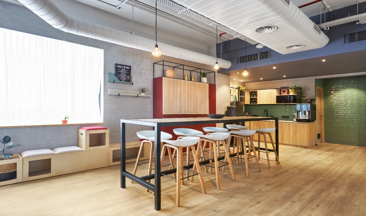 Collaborative office spaces with an open seating layout