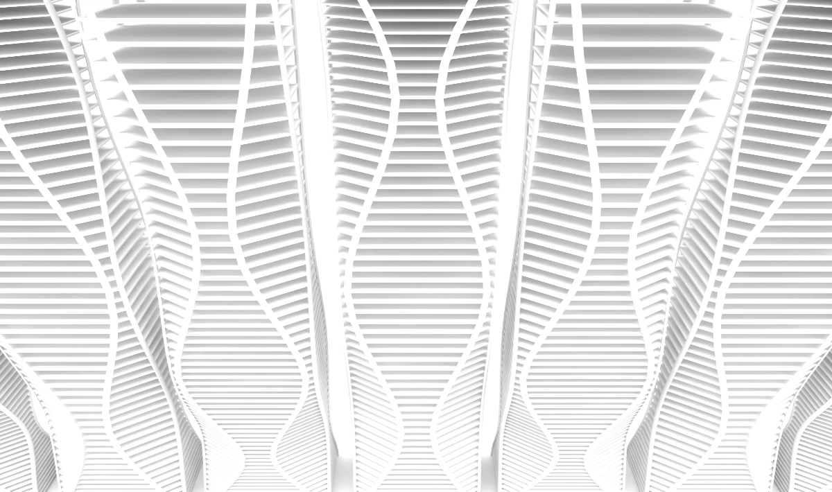 Parametric office ceiling design made using panels shaped for dynamic workspaces.