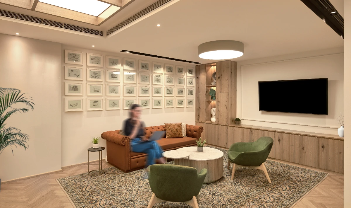 Comfortable office workspace designed for employee wellbeing