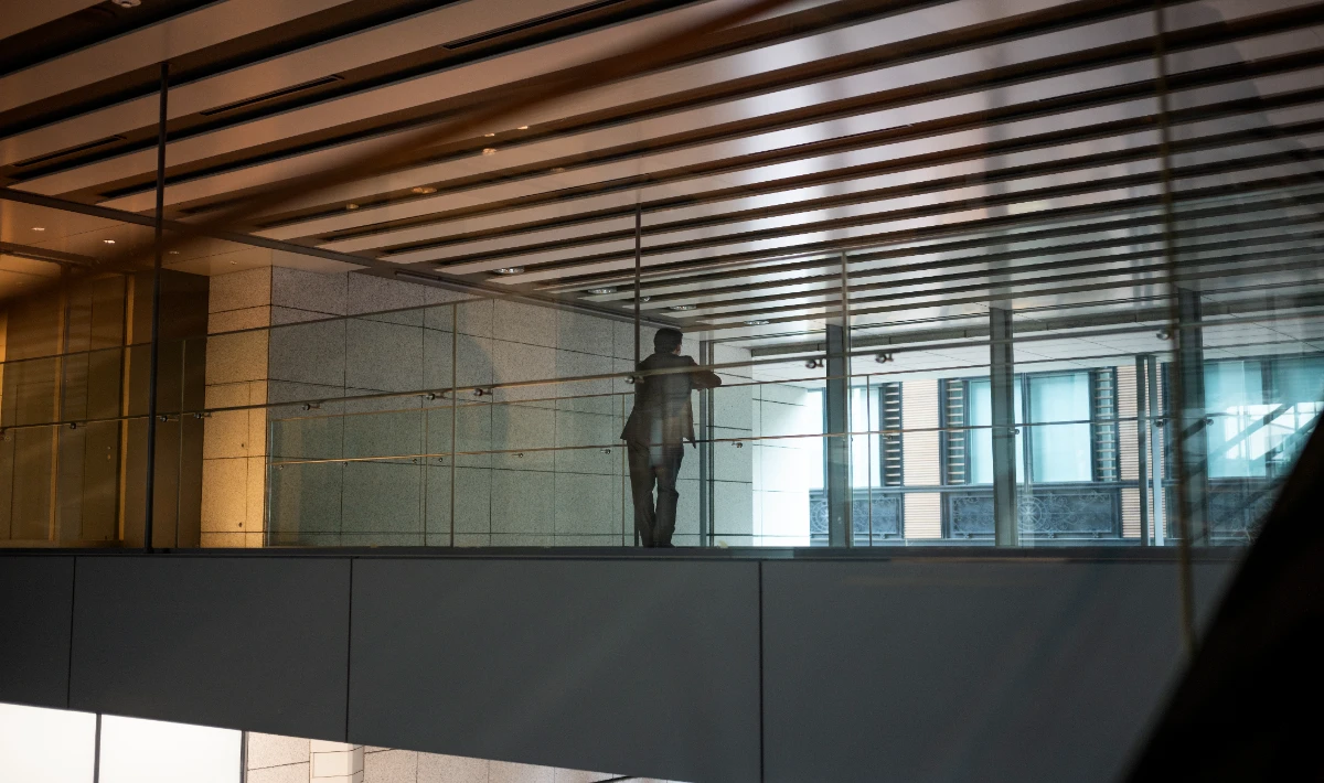 Perforated panel partitions allowing airflow and light across offices