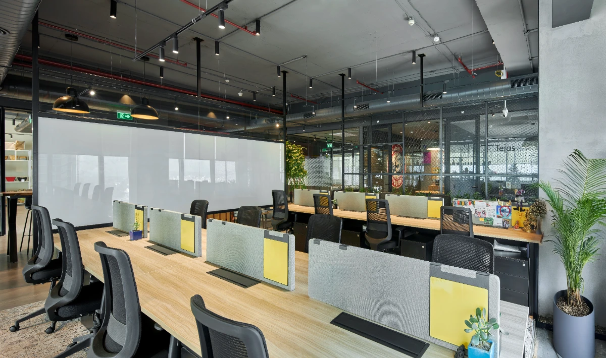 Efficient office layout showing open desks and cubicles