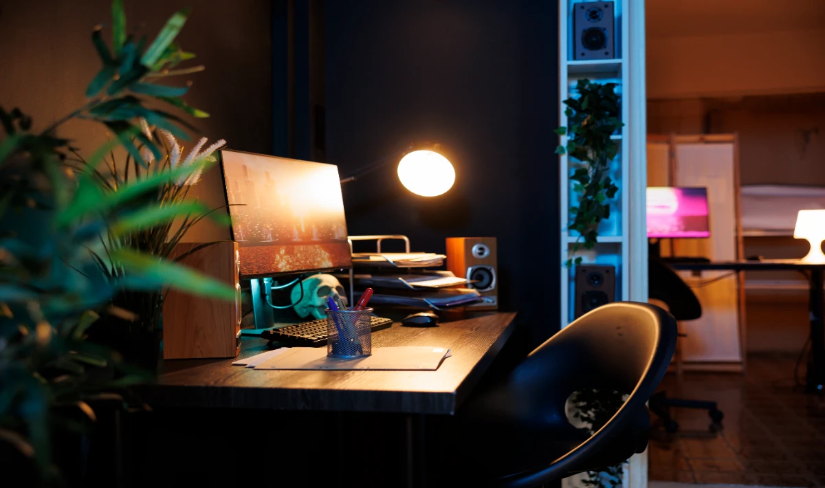 Home office design ideas using layered lighting for better ambience