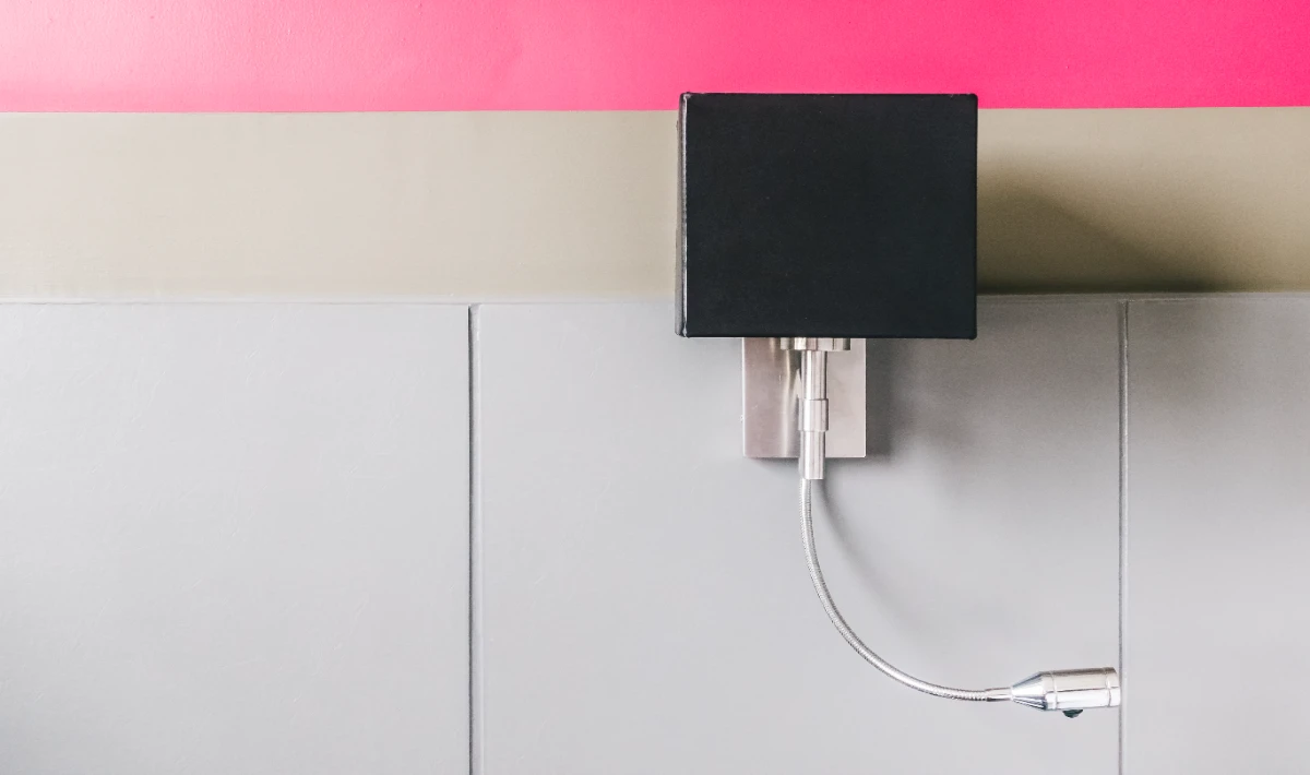 Hidden cable management in simple small office interior design setup